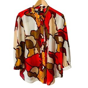 Kasper Sportswear Multicolor Abstract Print Blouse Size XL